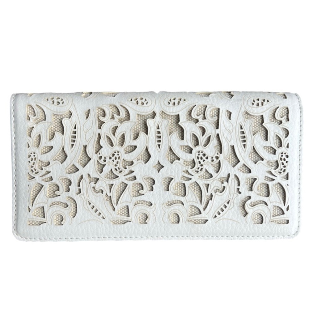 Aldo White Laser-Cut Clutch with Gold Corner Accent - Picture 13 of 14